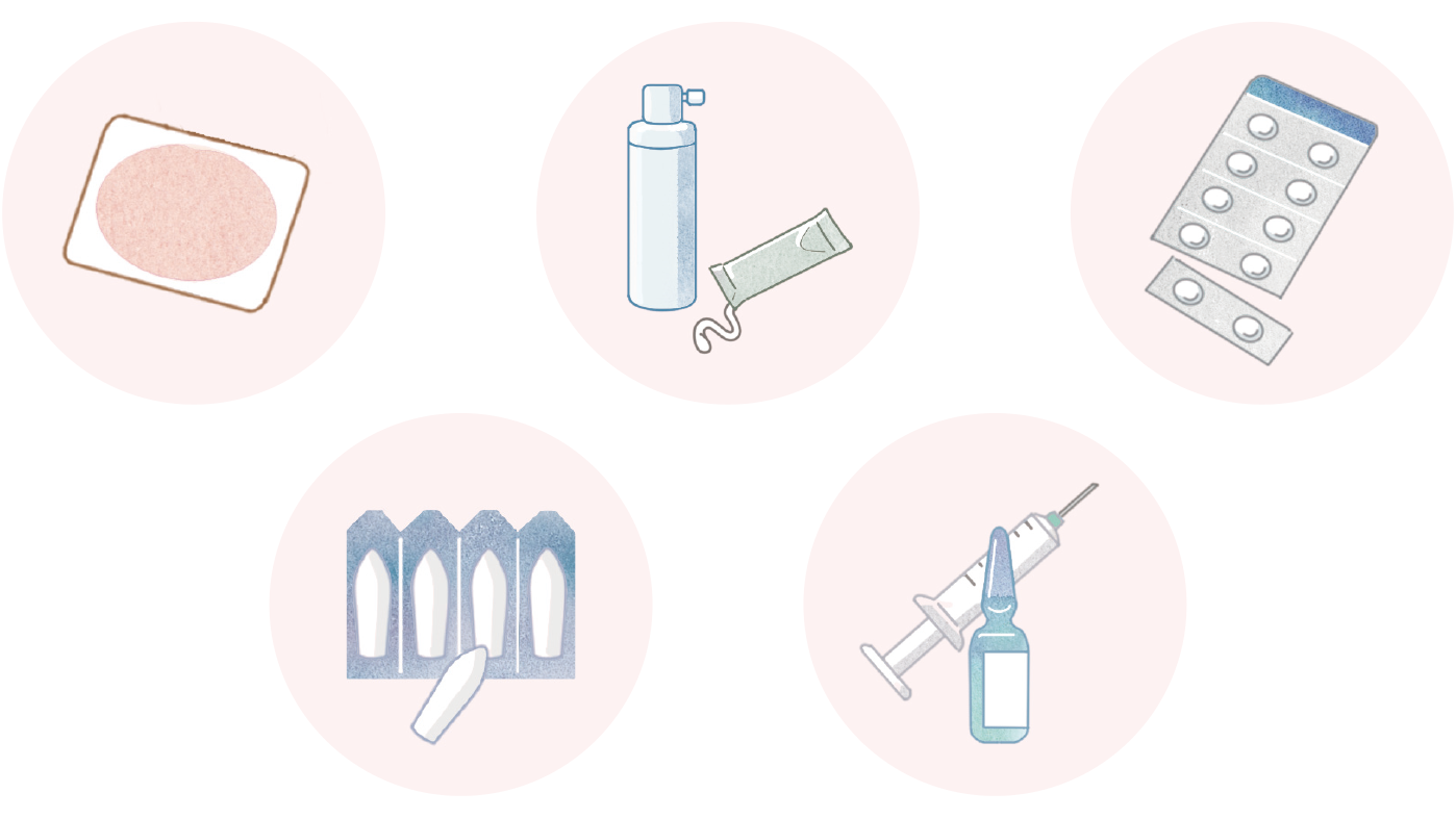 ホルモン補充周期で使用される主な薬剤