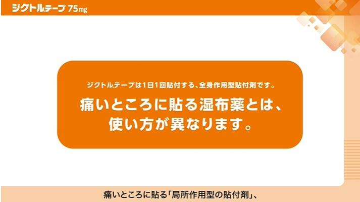 全身作用型貼付剤ジクトルテープについて